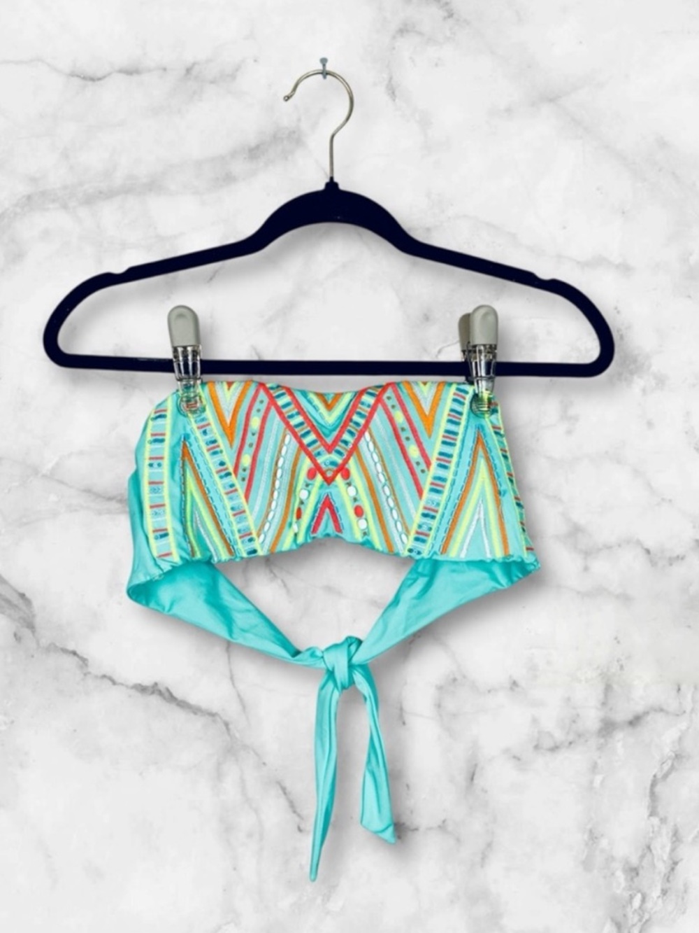 5 for $25 Victorias Secret neon blue textured bandeau bikini top size large
